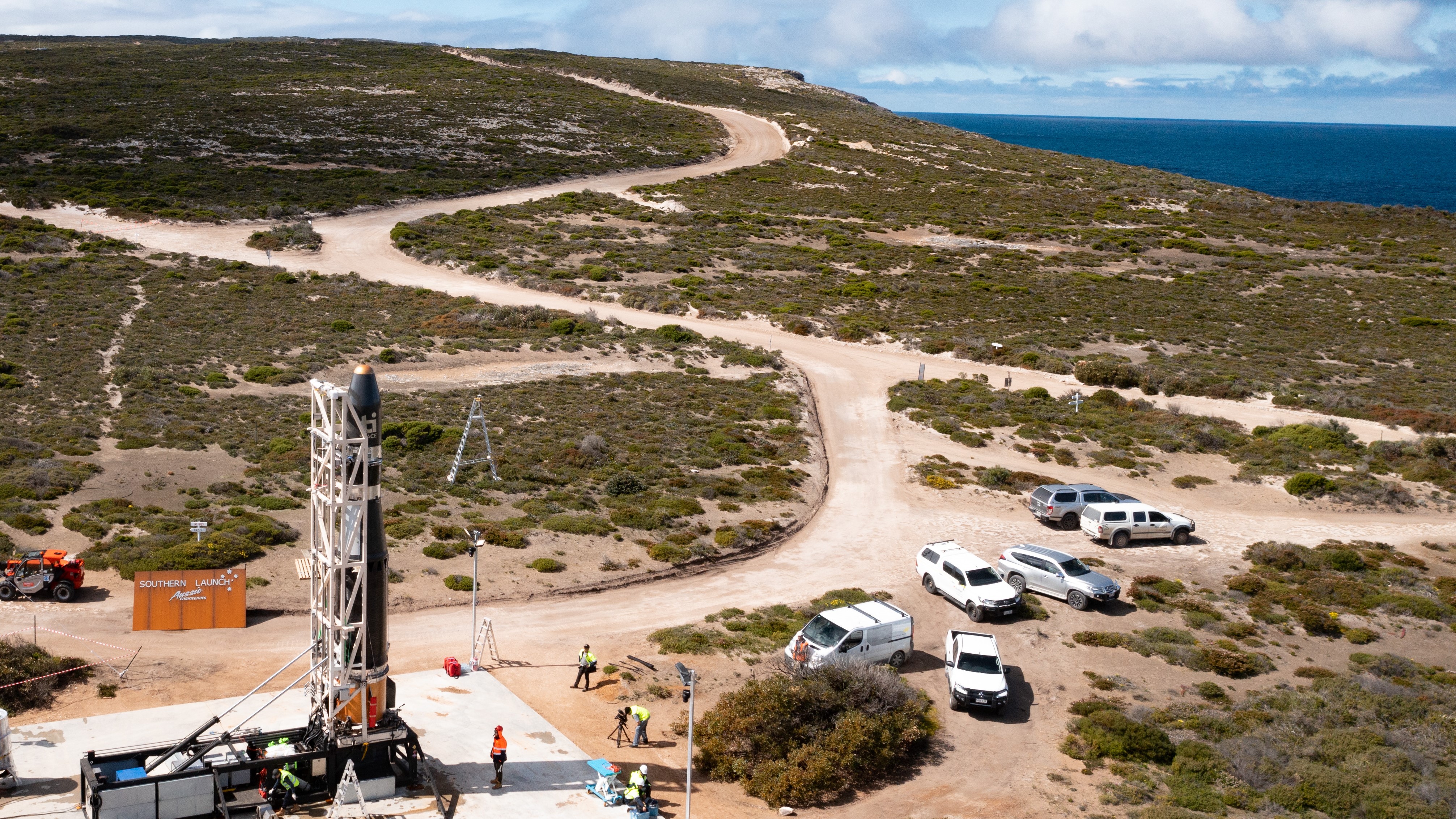 An aerial view of a launch facility in Australia.