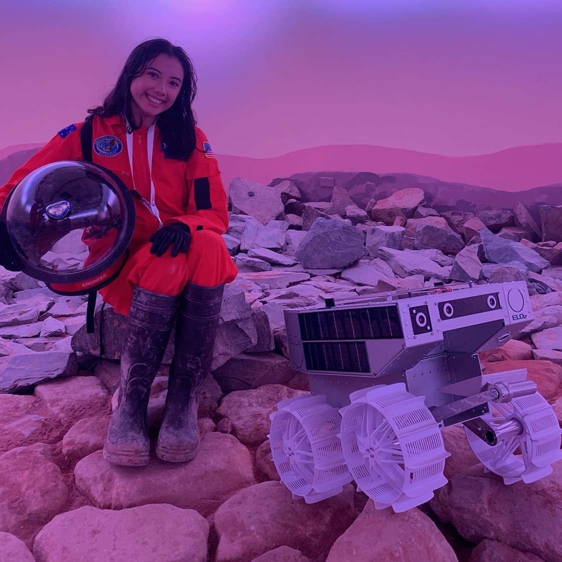 Person working on a space object