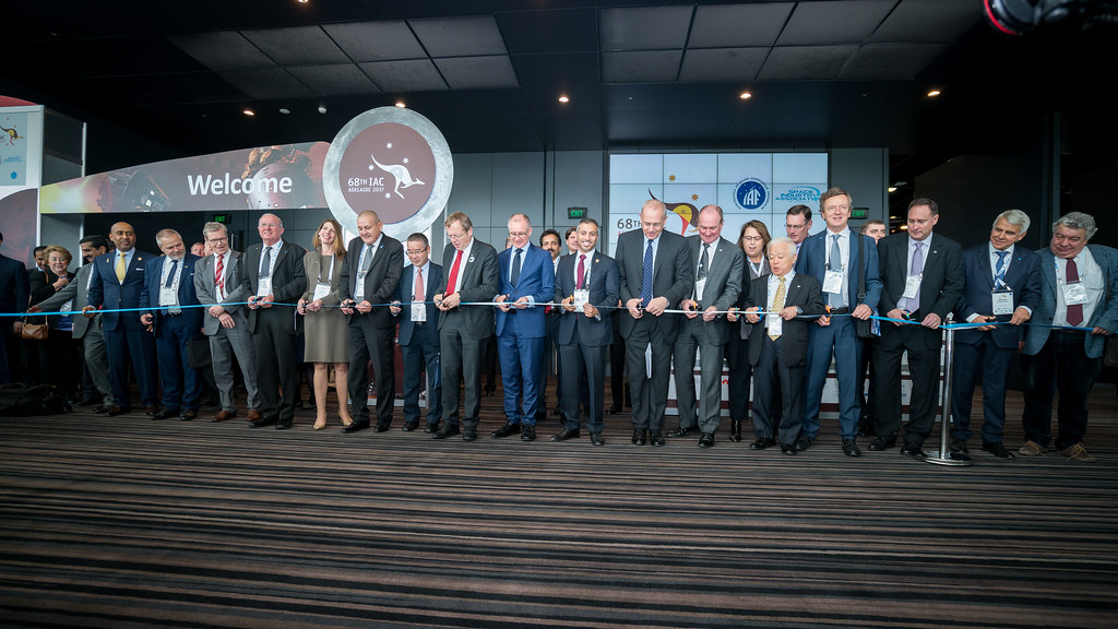 A group of representatives at IAC 2017 in Adelaide, Australia before the opening ceremony.