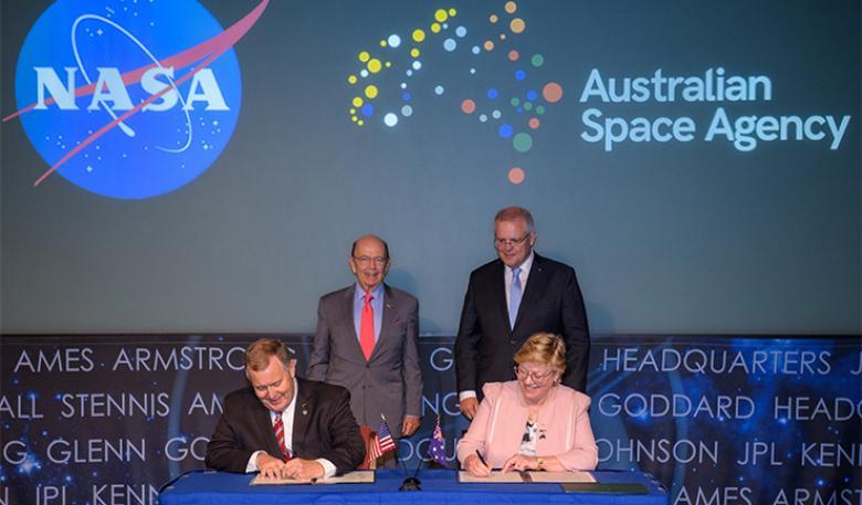 The signing of a letter of intent between NASA and the Australian Space Agency