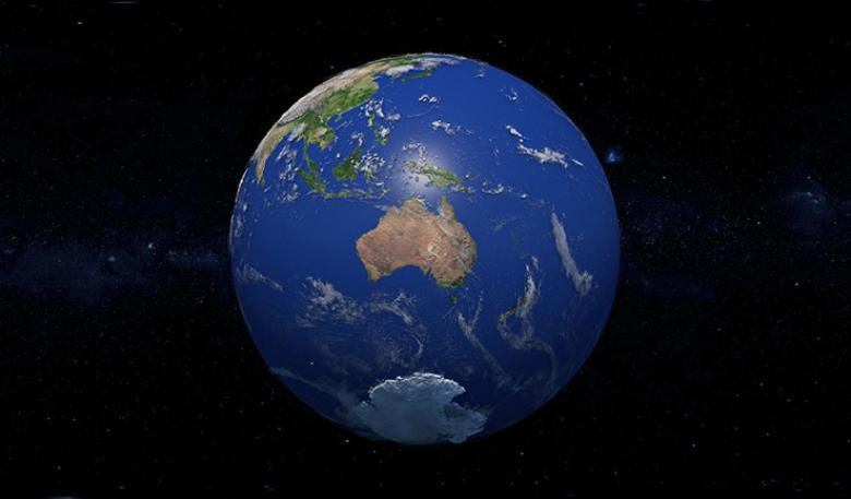 Illustration of Australia on Earth on a space background