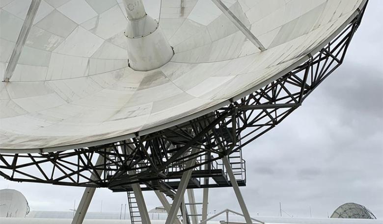 Close up of antenna at the Perth International Telecommunications Centre.