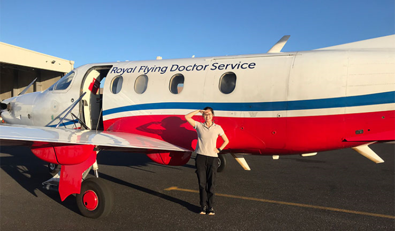 Vienna Tran with Royal Flying Doctor Service aircraft.