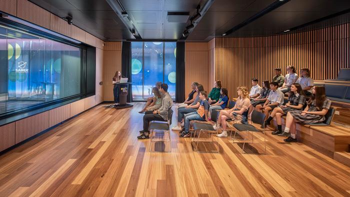 Students attend a presentation at the Australian Space Discovery Centre