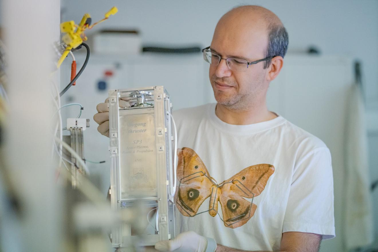 A person working in a laboratory. 