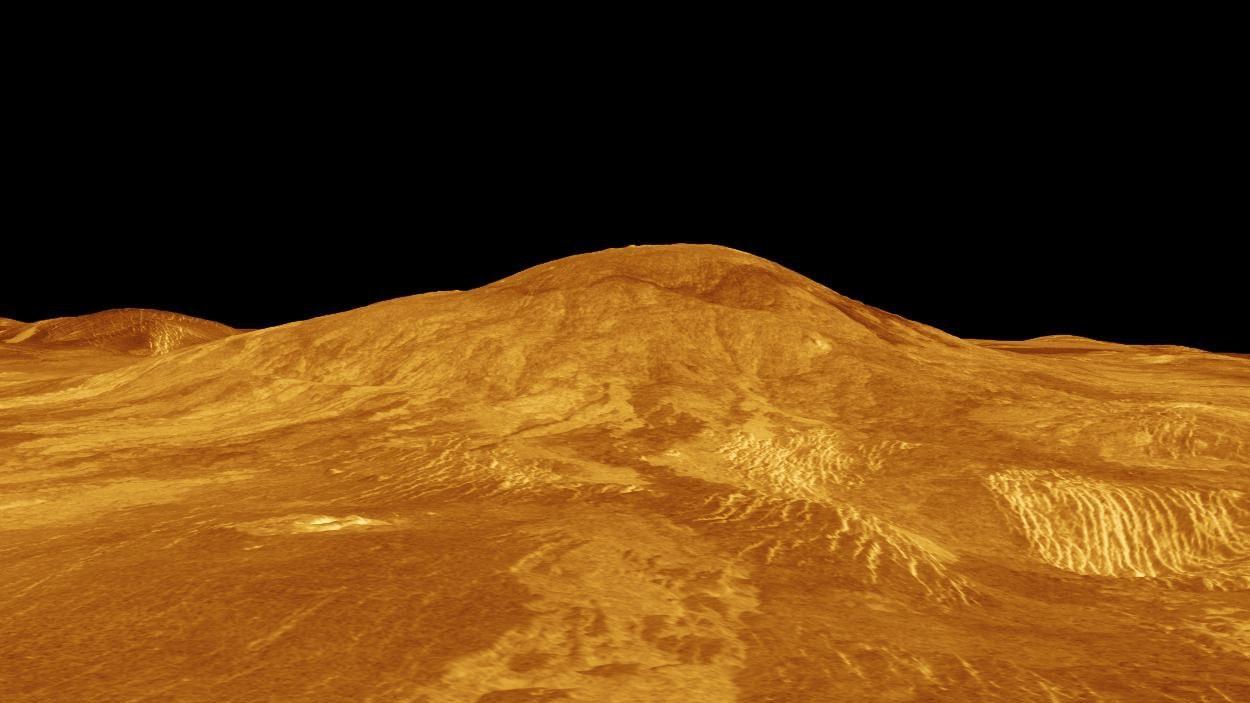 An illustration of a volcano on Venus