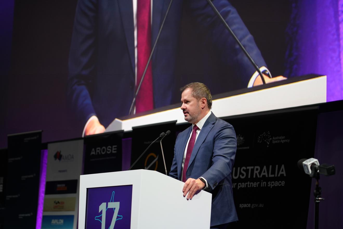 Person speaking at an event