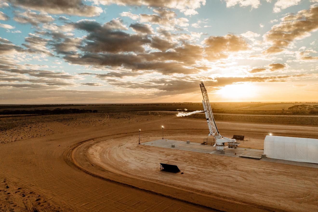 overview sunset shot of a launch facility