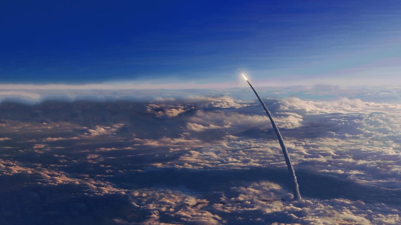 an illustration of a rocket launch