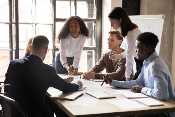 Group meeting around table