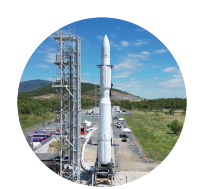 an image of a rocket at a launchpad