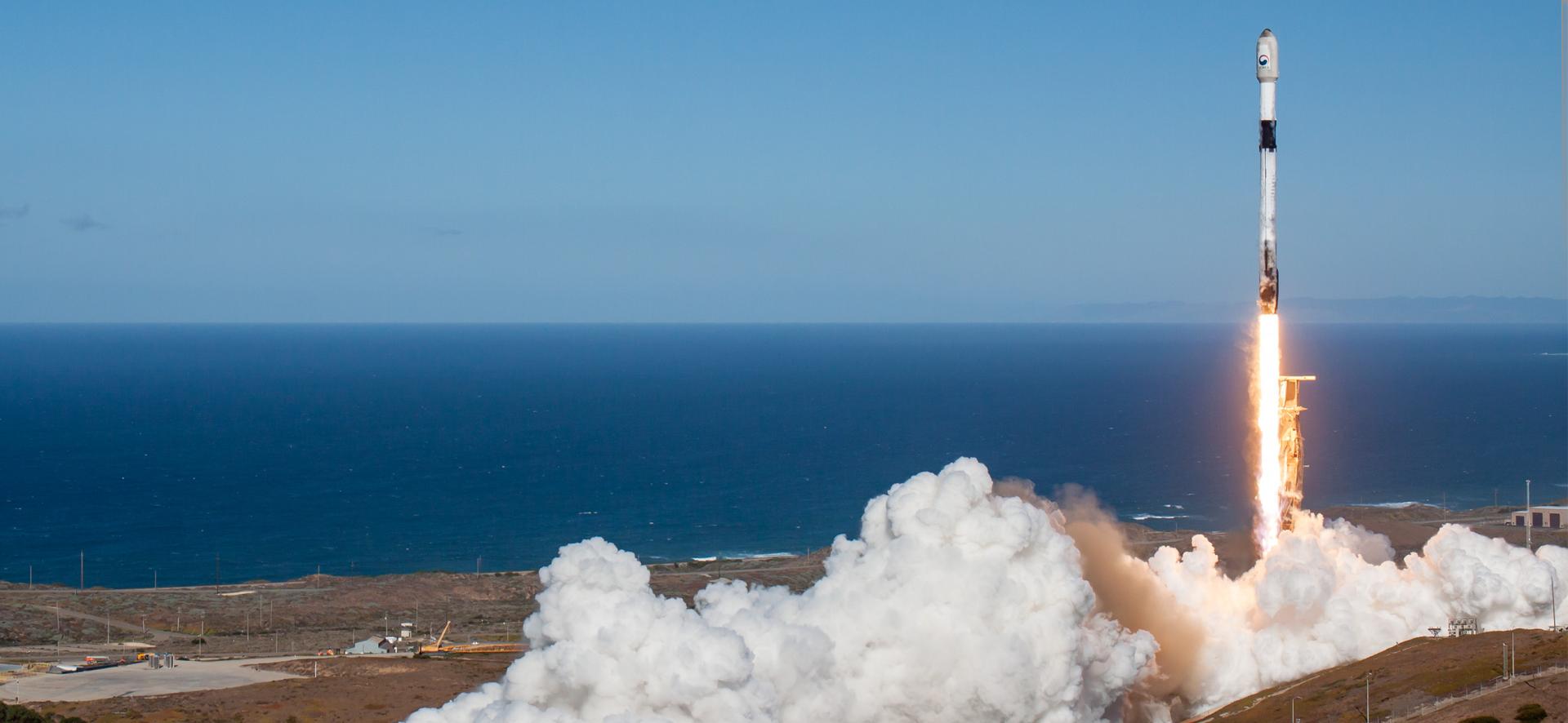 Rocket being launched from a base