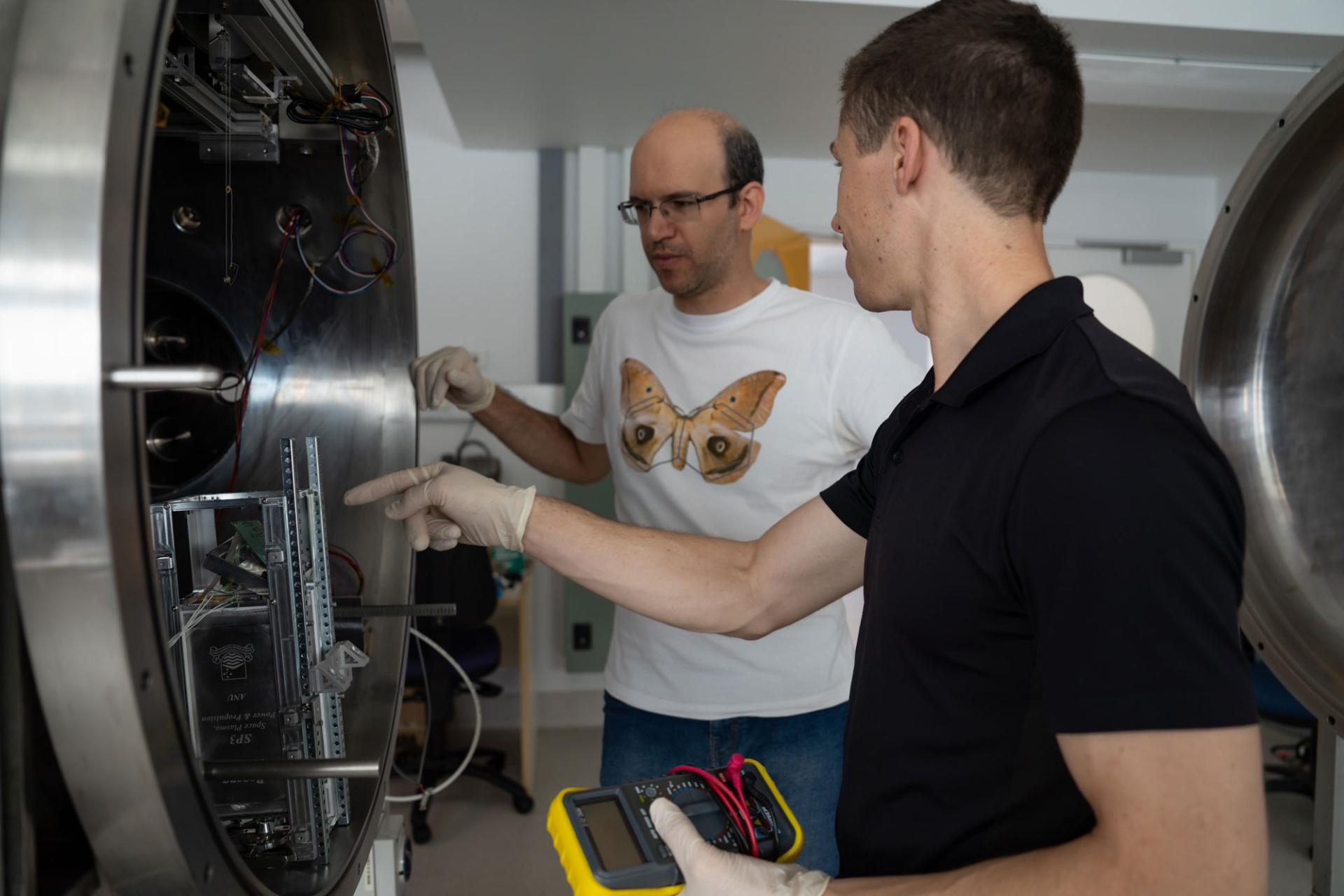 Two people working in a lab