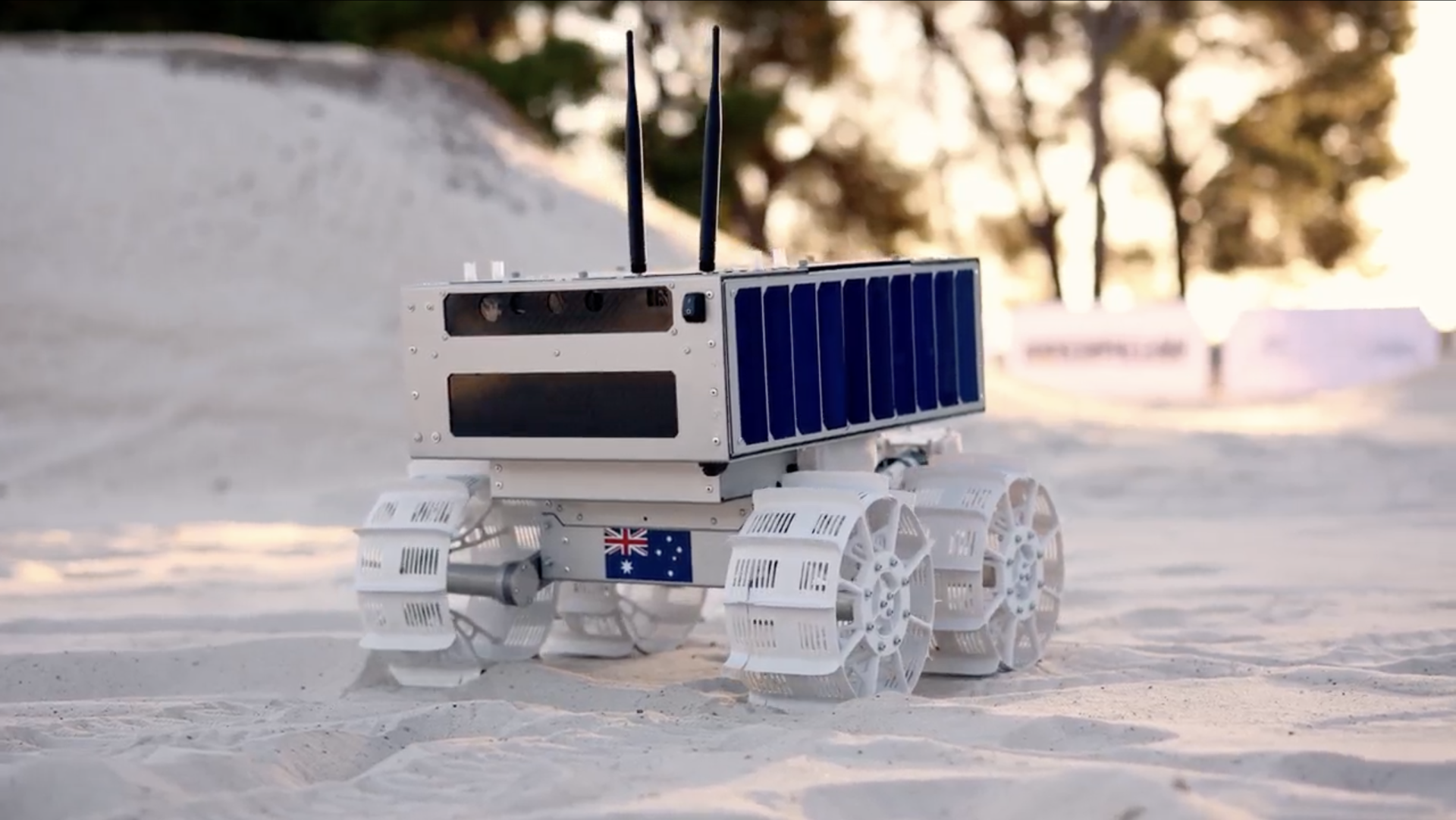 A lunar rover demonstrating its functions